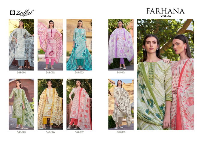 Farhana Vol 6 By Zulfat Printed Cotton Dress Material Wholesale Price In Surat